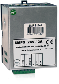 SMPS-242 Din Rail зарядное устройство (24В, 2А монтаж на DIN-рейку) фото 1
