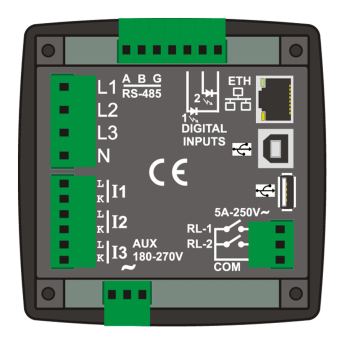 DKM-411 Анализатор 96x96мм, 3.5”TFT цв, Ethernet, USB/Host, USB/Dev, RS485, RS232, 2-вх, 2-вых, DC фото 2